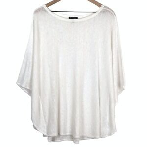 EILEEN FISHER 100% Linen Lightweight Knit Oversized Poncho Top Sz M White Beach